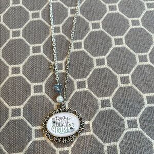 Plunder Silver and White Necklace with Oval Pendant